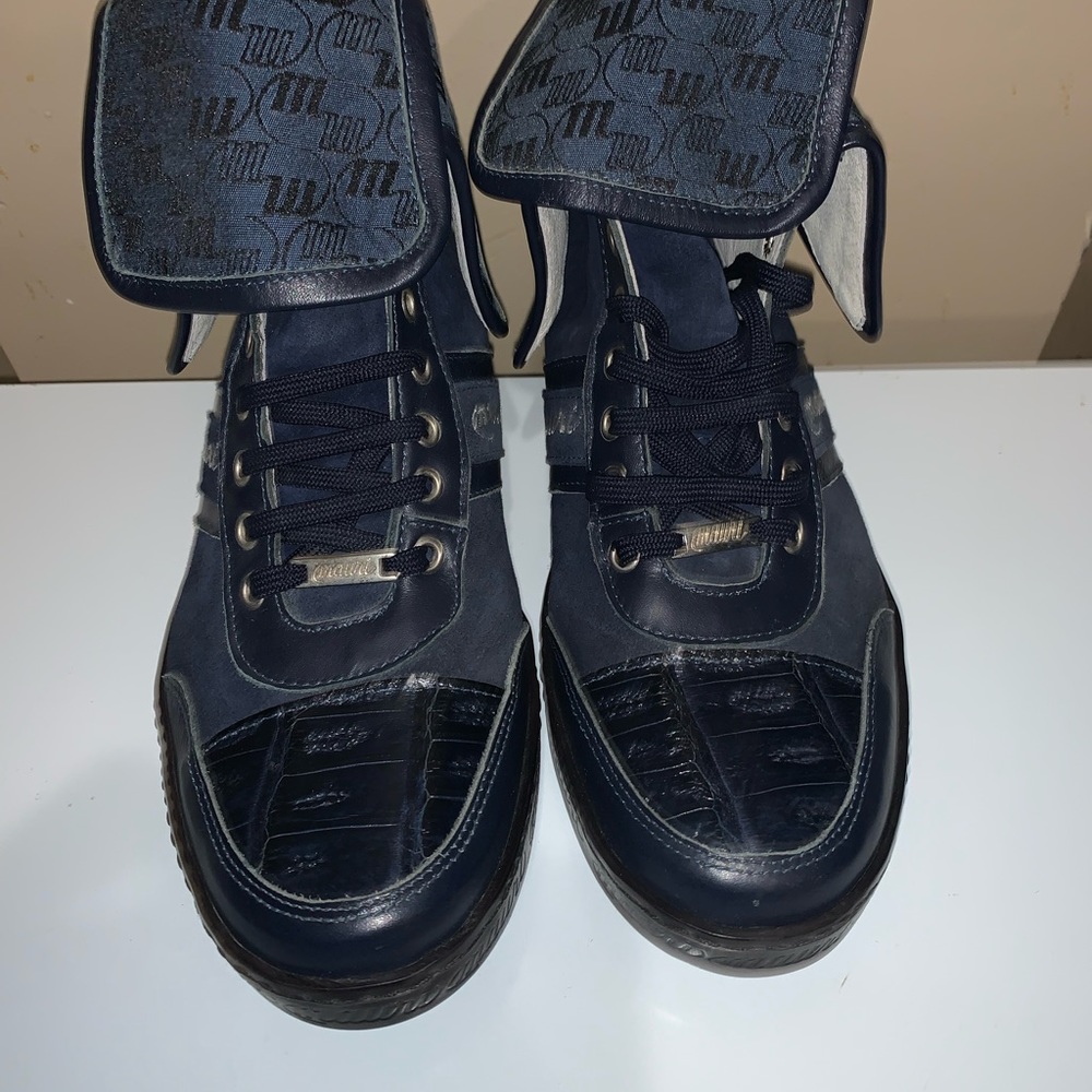 Mauri 8867 Blue Genuine Alligator / Suede Boots With Mauri Signature Fabric!
